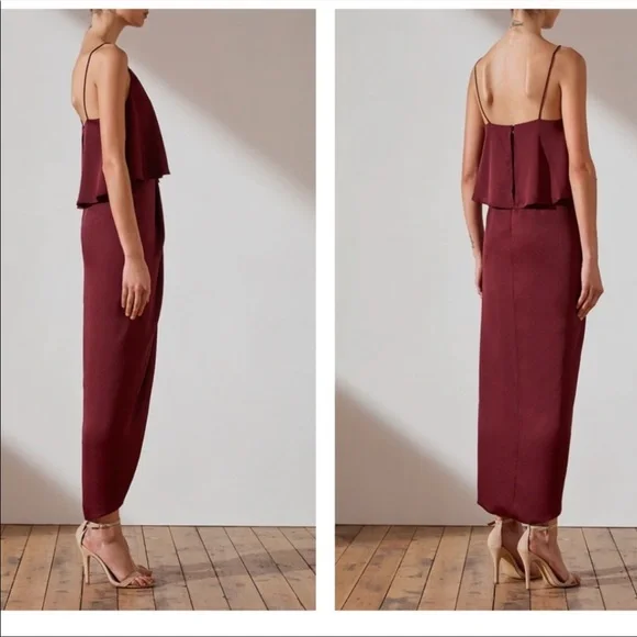 Shona Joy Luxe Cocktail Frill Dress Garnet Size 2 NEW - Picture 2 of 12